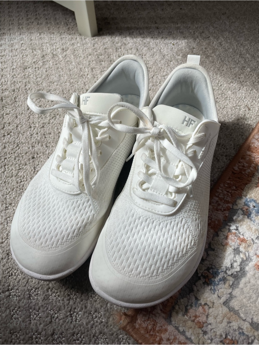 HF White Knit Lace-Up Women's Sneakers